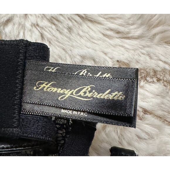 Honey Birdette MAKARA🖤 Black Gold Chain Lace Floral Bra 32DD - Picture 6 of 7